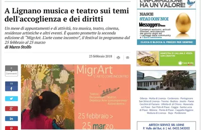 Articolo Messaggero Veneto sul MigrArt Festival 2018